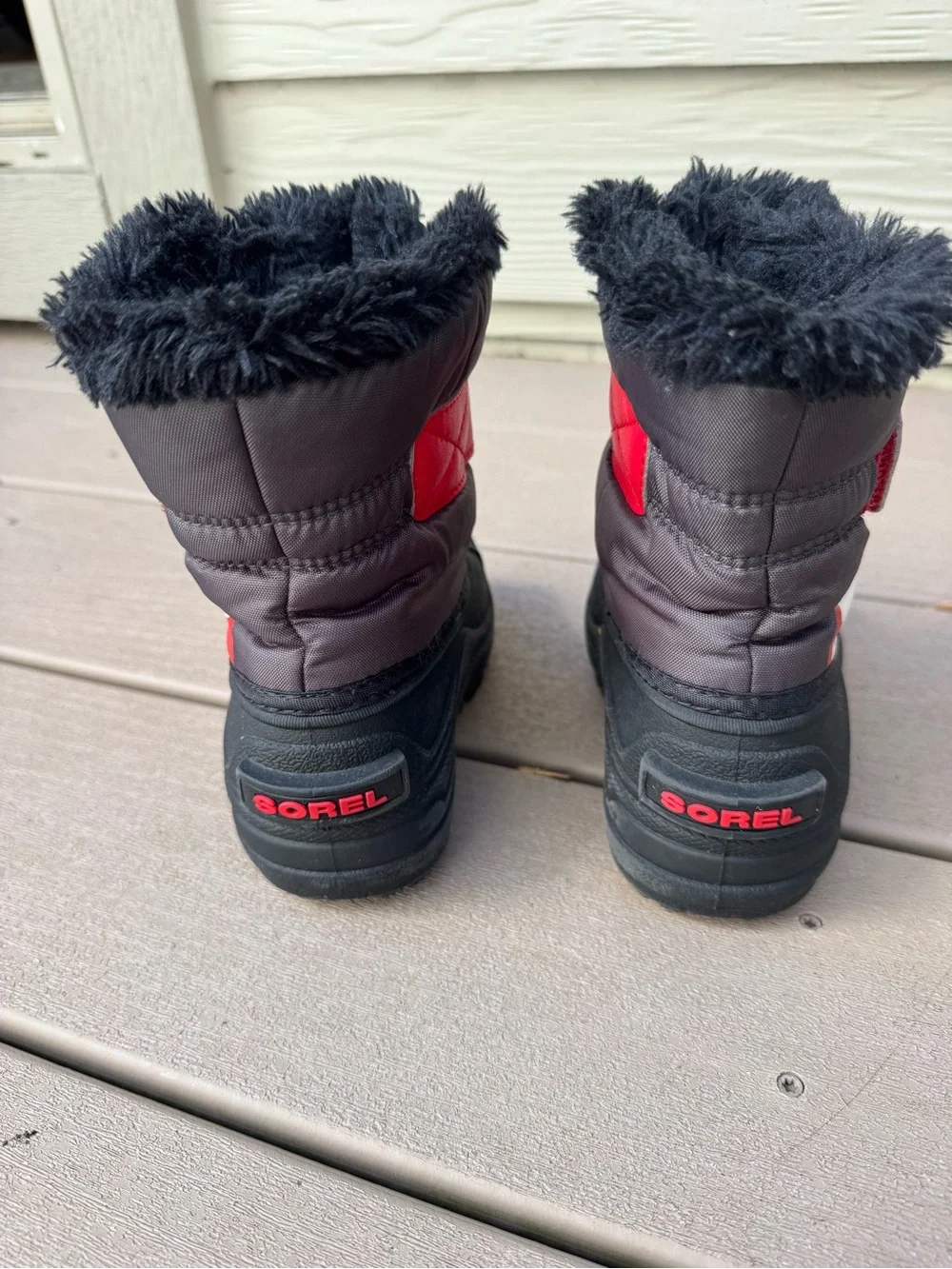 Sorel Kids Black and Red Insulated Snow Boots